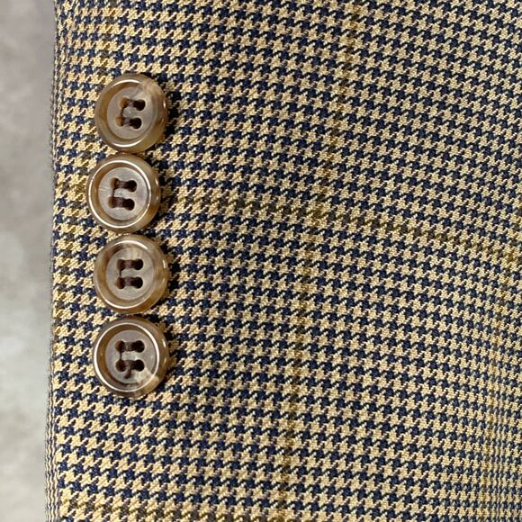 Brooks‎ Brothers Blazer Jacket Men 44RG Brown Houndstooth windowpane Sport Coat - Picture 5 of 14